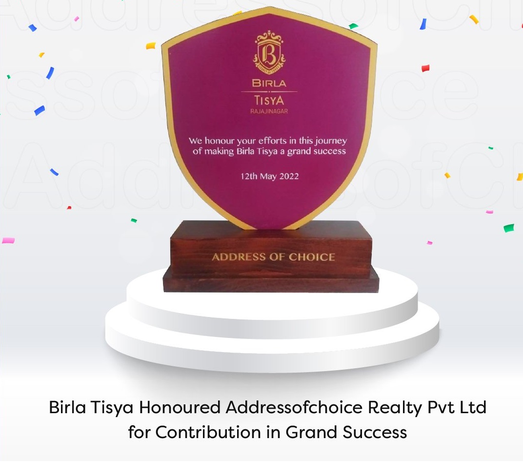 Birla Tisya honored Addressofchoice for Contribution in Grand Success