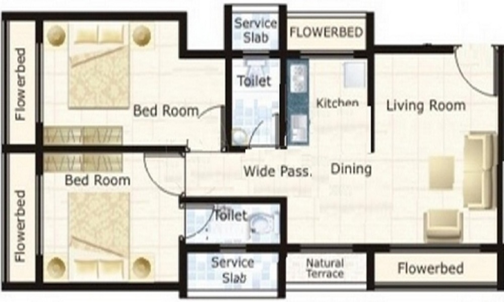 1 BHK+1T 584/sqft-saleable Sqft Apartment For Sale In Urja Skyline Gold In Kharghar Floor Plan