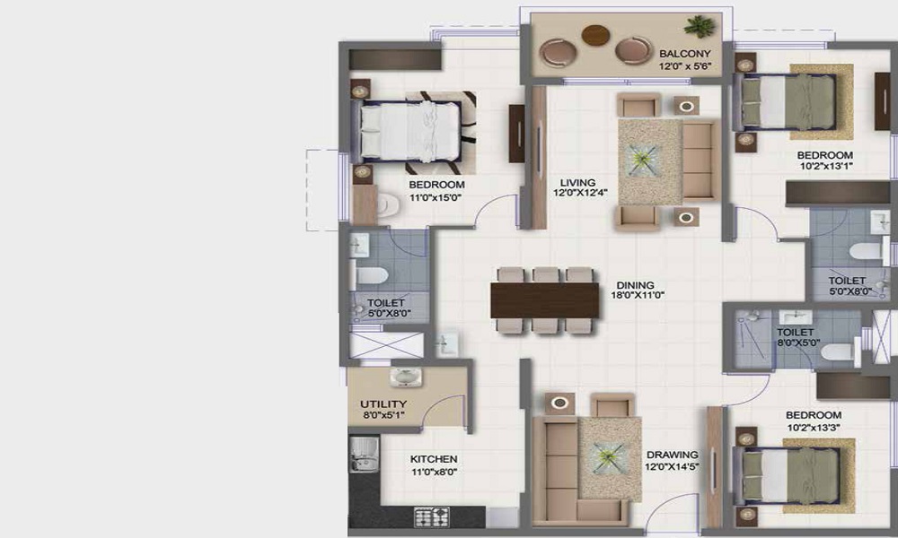 1 BHK+1T 484/sqft-saleable Sqft Apartment For Sale In Gee Ge Structurals Pvt Ltd Ranga Sree In Anna Nagar Floor Plan