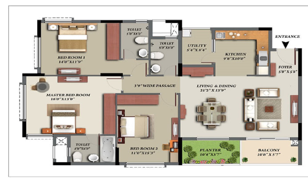 2 BHK+2T 1475/sqft-saleable Sqft Apartment For Sale In Golden Altius In Anna Nagar Floor Plan