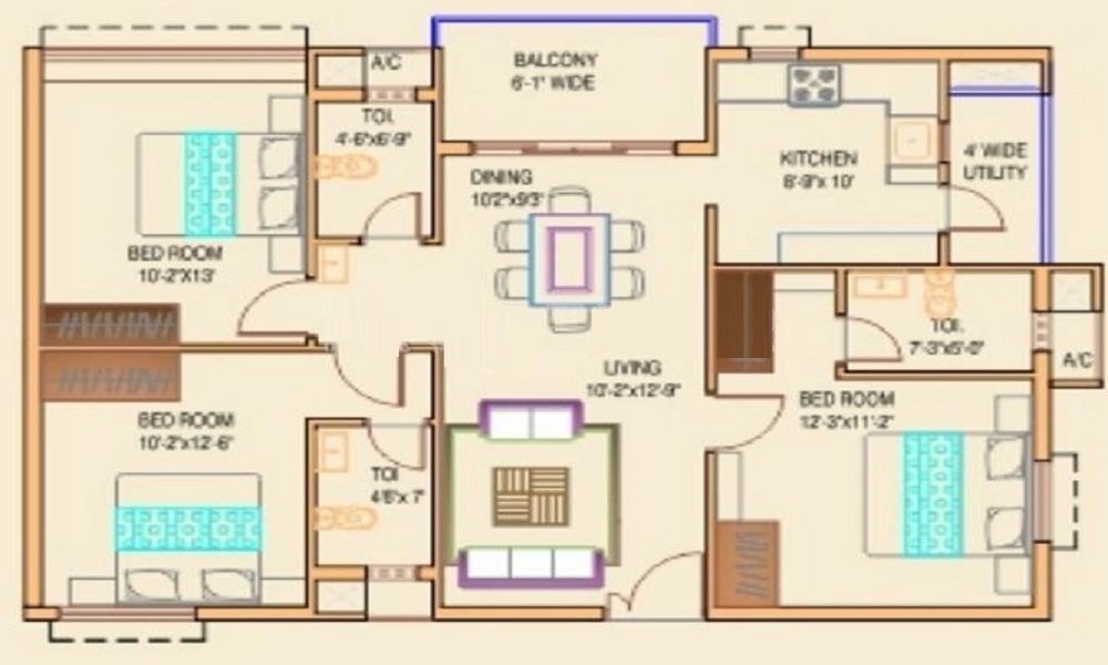 1 BHK+1T 1100/sqft-saleable Sqft Apartment For Sale In Moraj Gateway In Panvel Floor Plan
