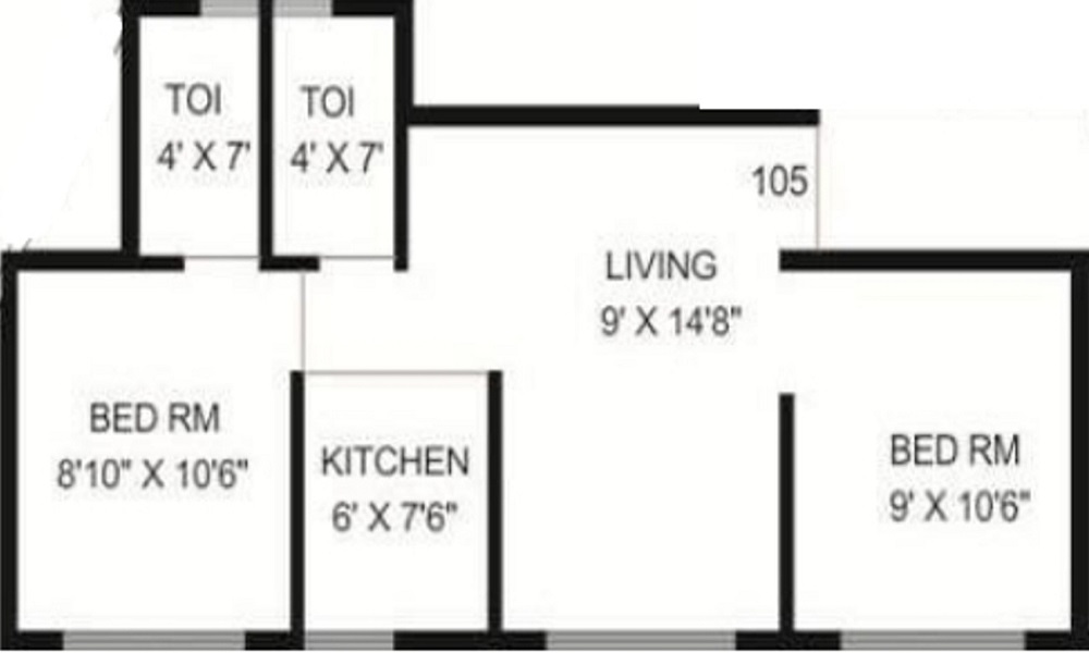 1 BHK+1T 650/sqft-saleable  Sqft Apartment For Sale In Kricon Blue Tulip In Ulwe Floor Plan