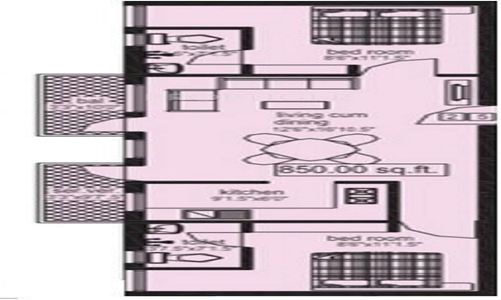 2 BHK+2T 1206/sqft-saleable Sqft Apartment For Sale In Green Peace Aberdeen In Madipakkam Floor Plan