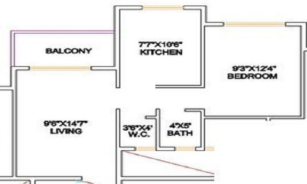 2 BHK+2T 820/sqft-saleable  Sqft Apartment For Sale In Space India Green Earth Residency In Panvel Floor Plan
