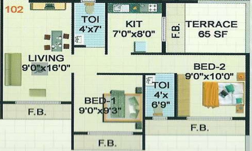 1 BHK+1T 650/sqft-saleable Sqft Apartment For Sale In Space Enclave In Kharghar Floor Plan