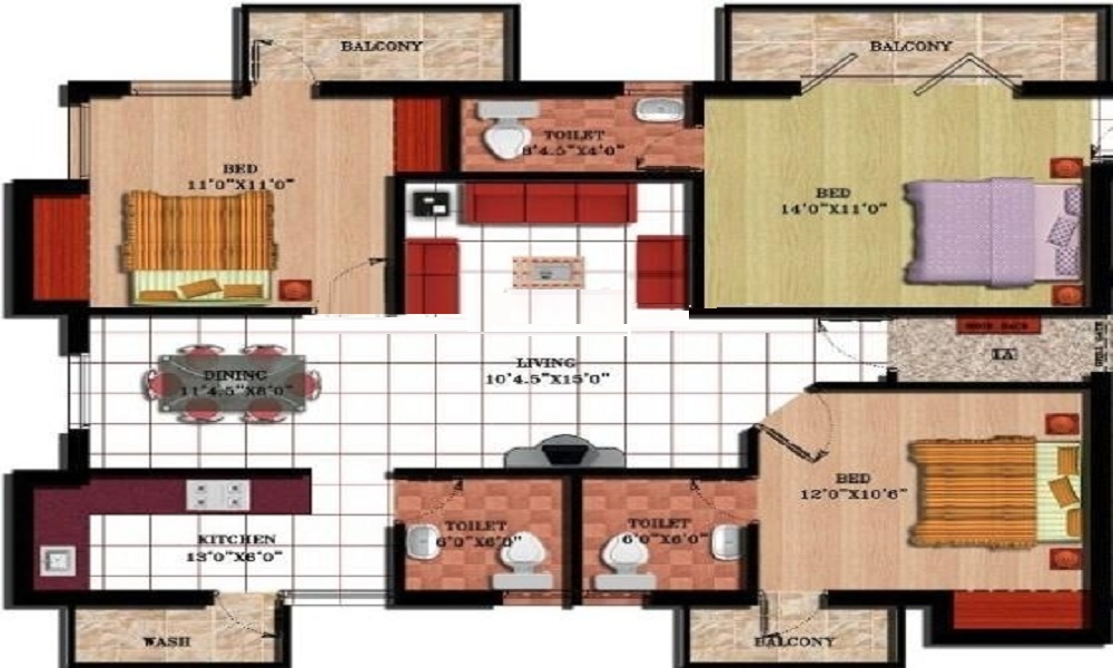 2 BHK+2T 1092/sqft-saleable Sqft Apartment For Sale In India Builders The Orthose Opulance In Anna Nagar Floor Plan