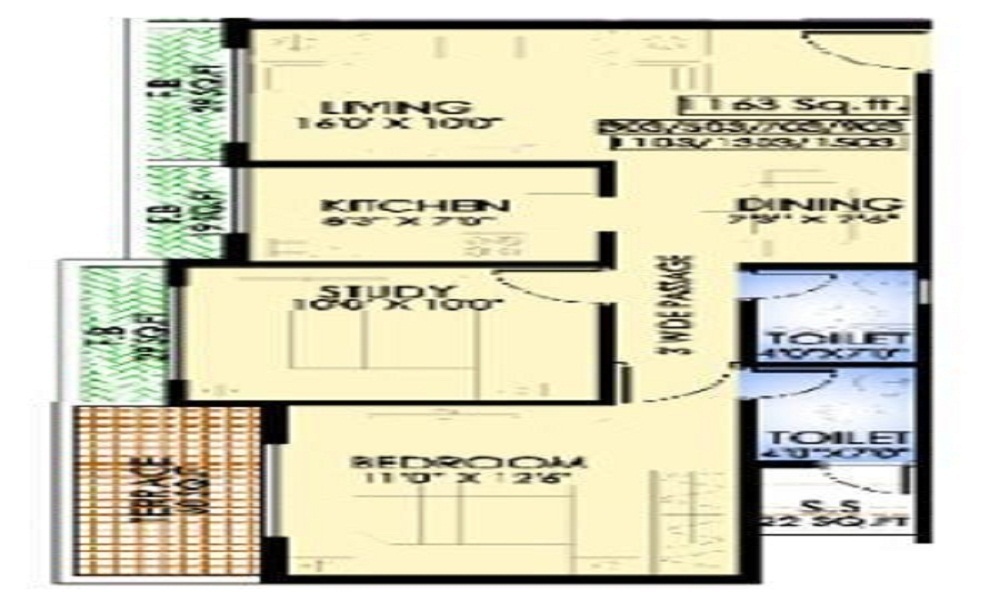 1 BHK+1T 665/sqft-saleable Sqft Apartment For Sale In MK Dev Heights In Taloja Floor Plan