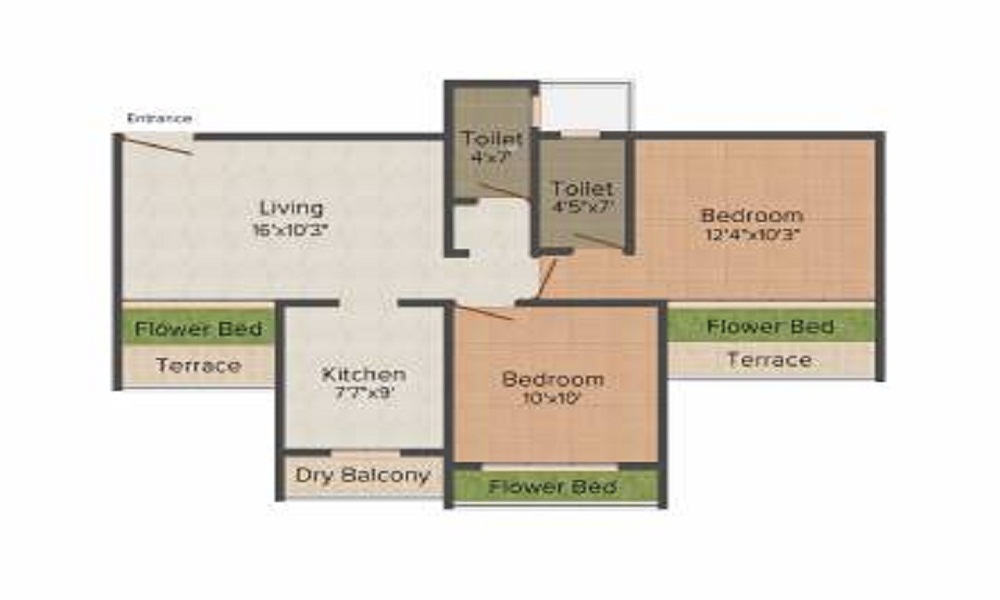 1 BHK+1T 701/sqft-saleable Sqft Apartment For Sale In Karira Simran In Ulwe Floor Plan