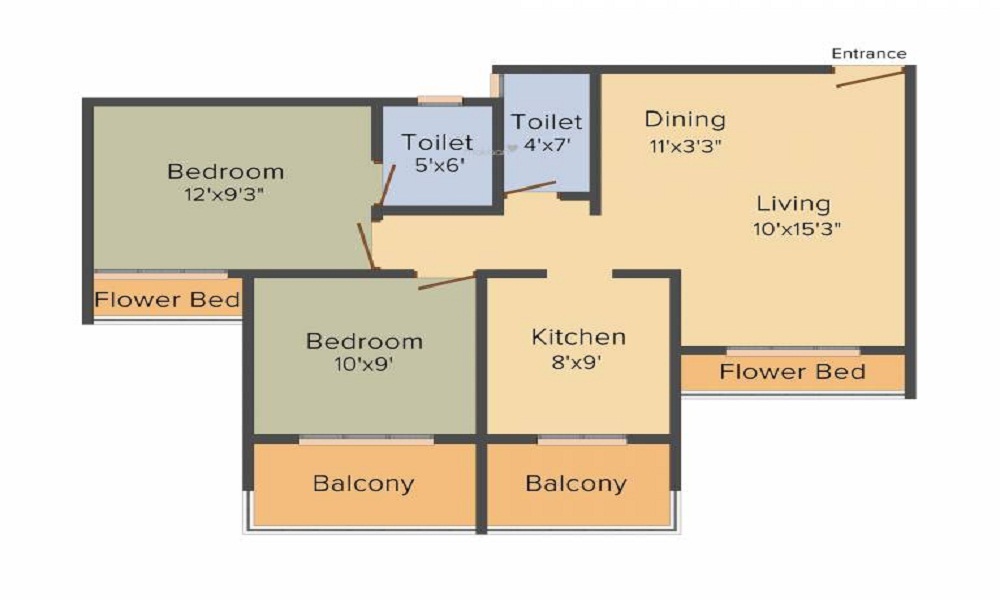 1 BHK+1T 661/sqft-saleable Sqft Apartment For Sale In Astha Paradise In Ulwe Floor Plan