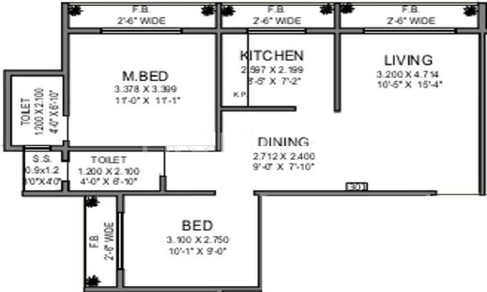 1 BHK+1T 745/sqft-saleable Sqft Apartment For Sale In Dolphins Pride In Kharghar Floor Plan