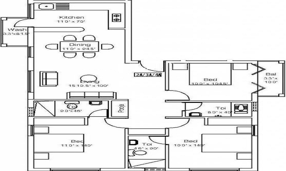 2 BHK+2T 800/sqft-saleable Sqft Apartment For Sale In India Builders The Radiance Retreat In Anna Nagar Floor Plan