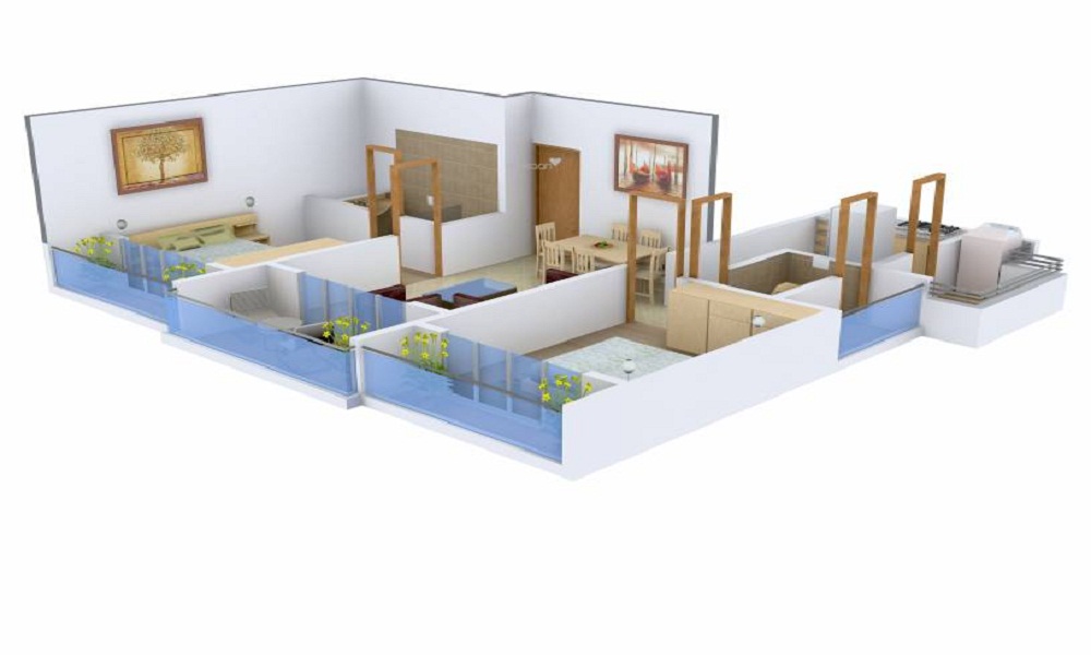 1 BHK+1T 762/sqft-saleable Sqft Apartment For Sale In Soham Avenue In Ulwe Floor Plan