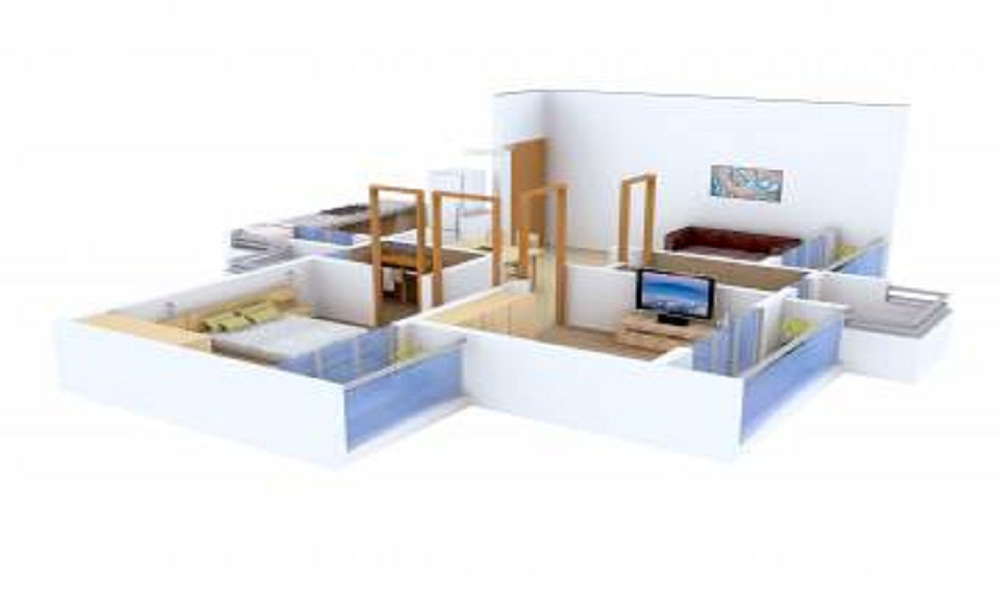 1 BHK+1T 700/sqft-saleable Sqft Apartment For Sale In Galaxy Krishna Tower In Ulwe Floor Plan