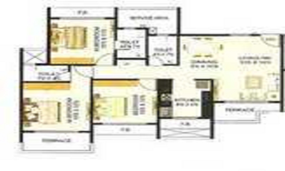 2 BHK+2T 1207/sqft-saleable Sqft Apartment For Sale In B And M Millennium Icon In Kharghar Floor Plan