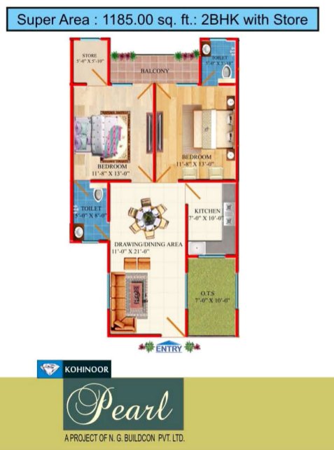 NG Buildcon Kohinoor Pearl Floor Plan