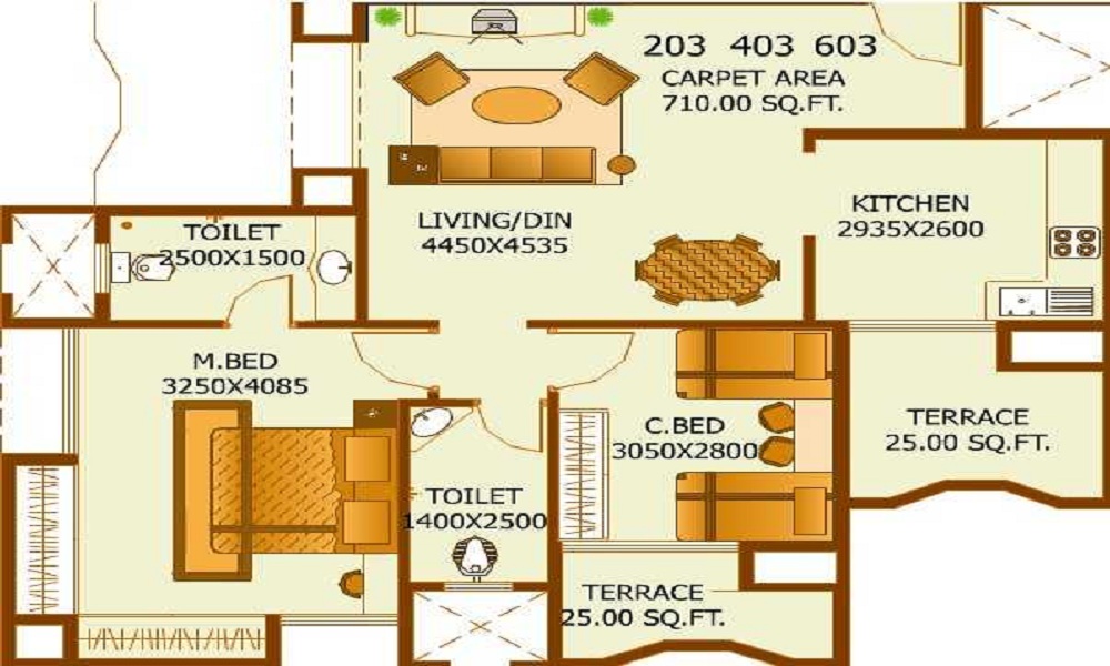 1 BHK+1T 510/sqft-saleable Sqft Apartment For Sale In National Galaxy In Panvel Floor Plan