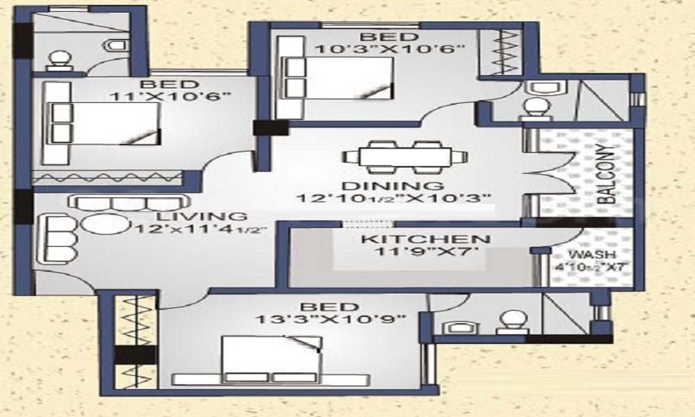 3 BHK+3T Flat for Sale in Kattupakkam, Chennai