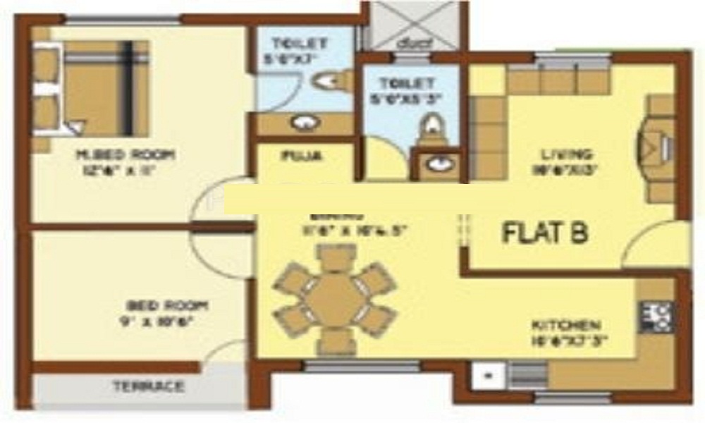 3 BHK+3T 1332/sqft-saleable Sqft Apartment For Sale In MARG Properties Navratna In East Coast Road Floor Plan