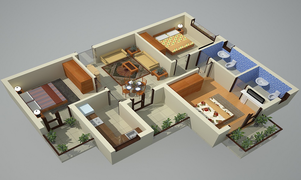 2 BHK+2T 805/sqft-saleable Sqft Apartment For Sale In RKN Island Homes In Velachery Floor Plan