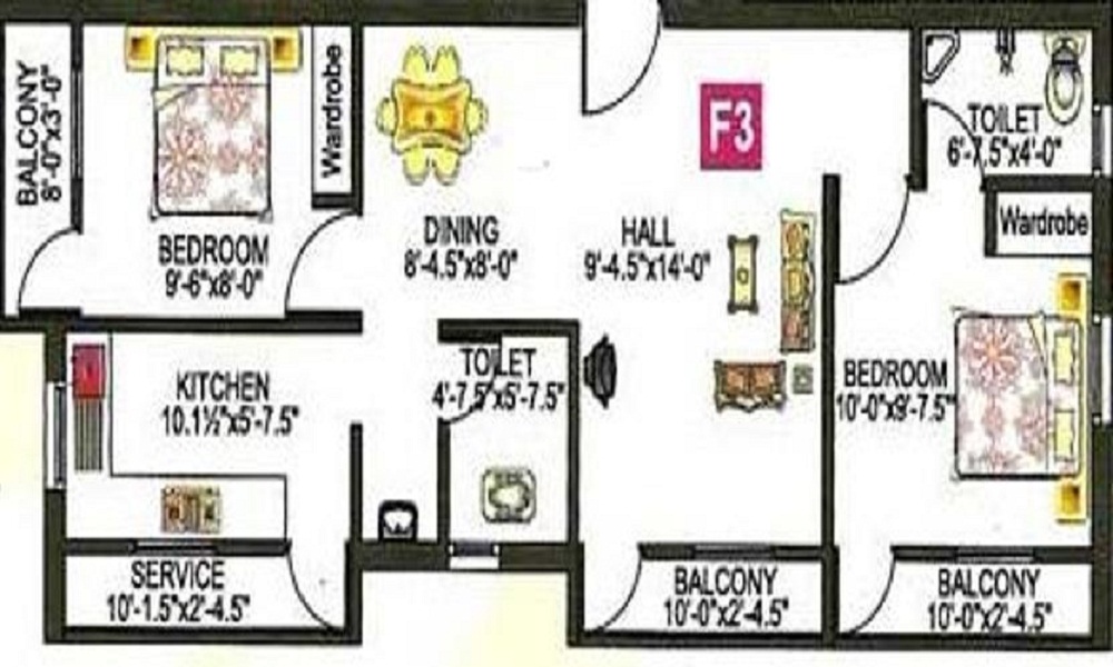 1 BHK+1T 482/sqft-saleable  Sqft Apartment For Sale In SAP Builders Venkat Narayana In Pallikaranai Floor Plan