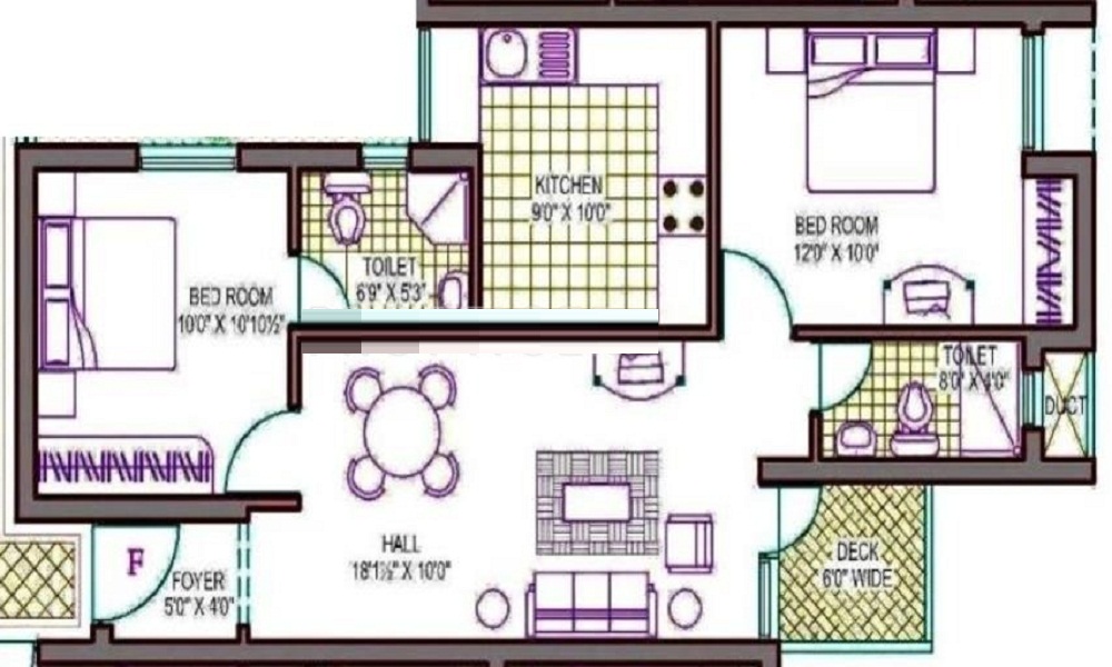 1 BHK+1T 738/sqft-saleable  Sqft Apartment For Sale In Vasavi Majestica In Medavakkam Floor Plan