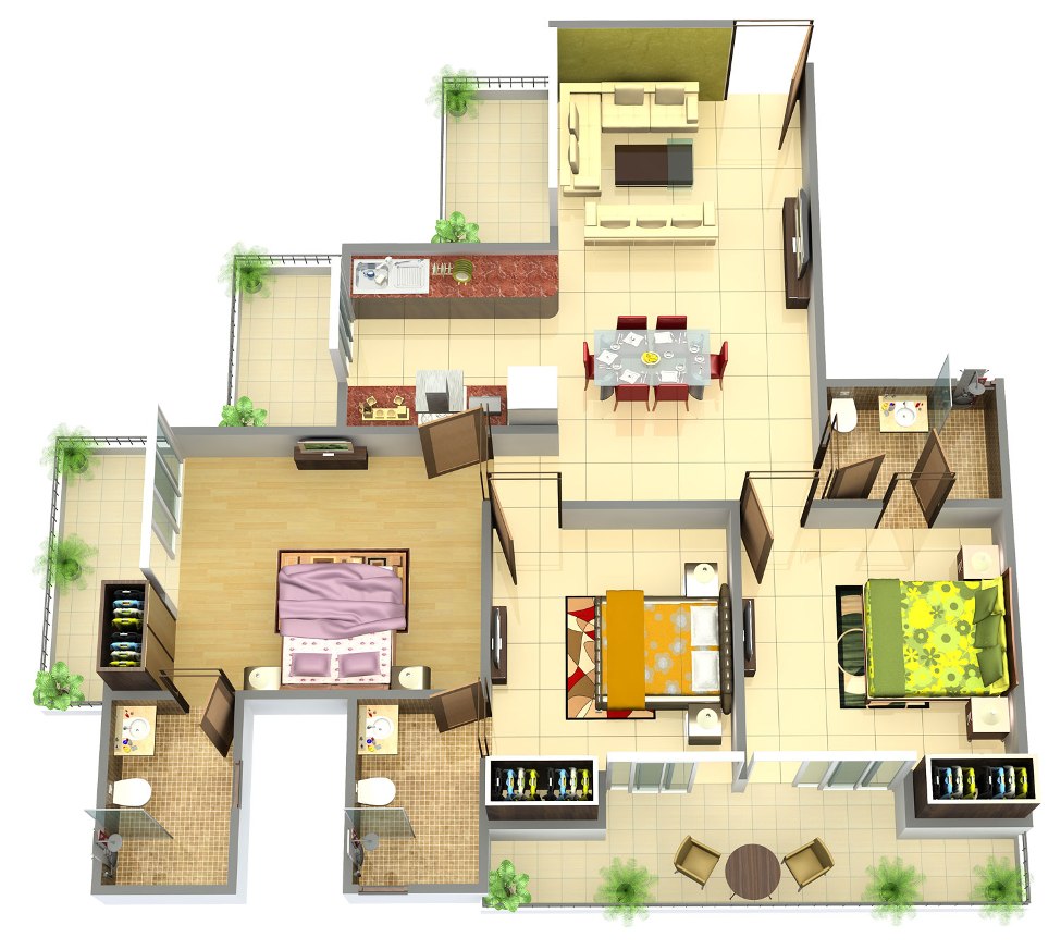 2 BHK+2T 1400/sqft-saleable Sqft Apartment For Sale In Rajarajeshwari Parswa Sadan In Jayanagar Floor Plan