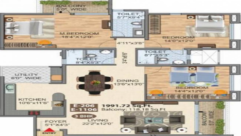 2 BHK+2T 903/sqft-saleable Sqft Apartment For Sale In Srinidhi Sri Pearl Park In Mysore Road Floor Plan