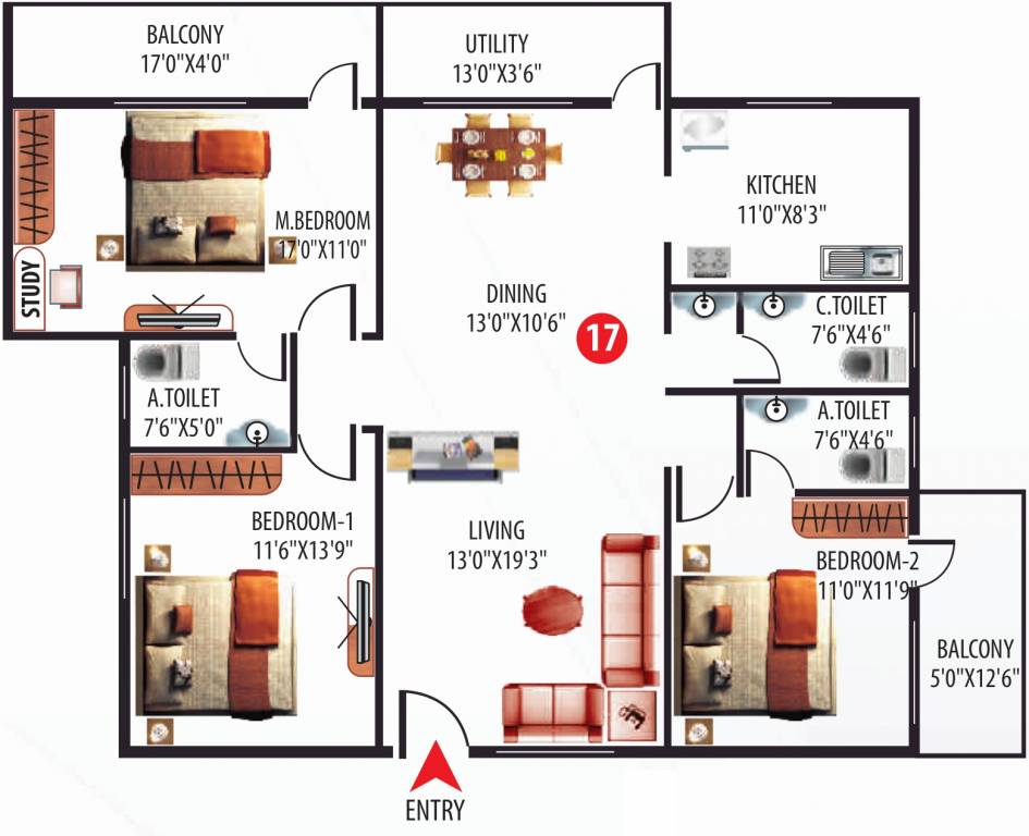 2 BHK+2T 1089/sqft-saleable Sqft Apartment For Sale In DS Max Sigma In Electronic City Floor Plan
