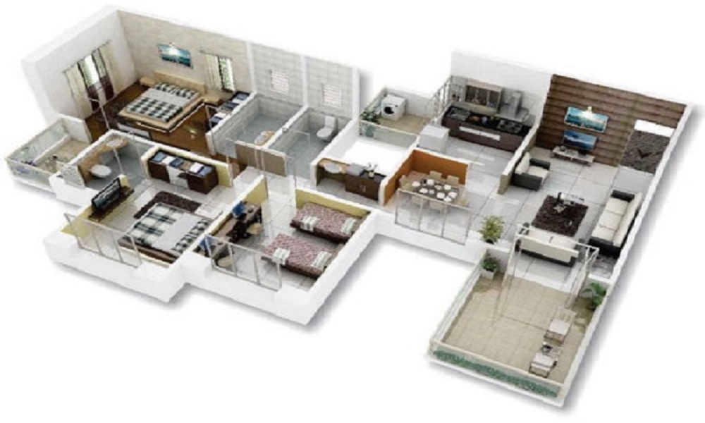 2 BHK+2T 825/sqft-saleable Sqft Apartment For Sale In Prime Jade In Electronic City Floor Plan