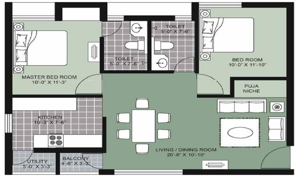 Unitech Terrace Garden| Ready To Move |Nallambakkam, Chennai Floor Plan