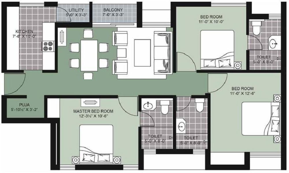 Unitech Terrace Garden| Ready To Move |Nallambakkam, Chennai Floor Plan