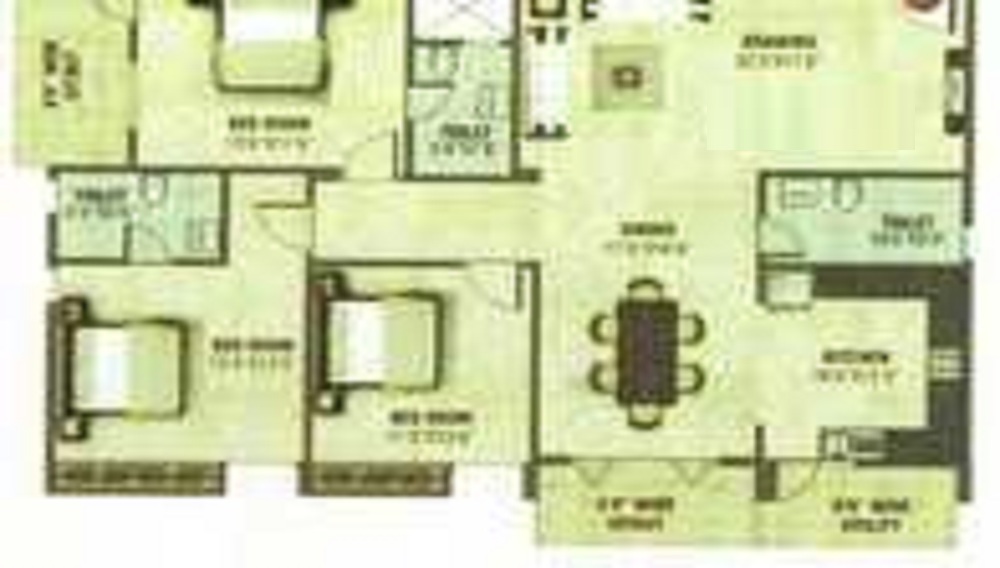 2 BHK+2T 1250/sqft-saleable Sqft Apartment For Sale In Asian Laasya In Whitefield Floor Plan
