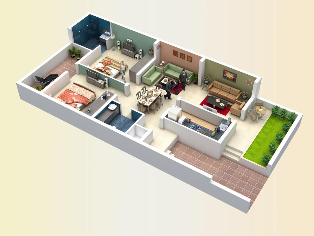 2 BHK+2T 1023/sqft-saleable Sqft Apartment For Sale In Daya Kimatra Magan Rise In Kammanahalli Floor Plan