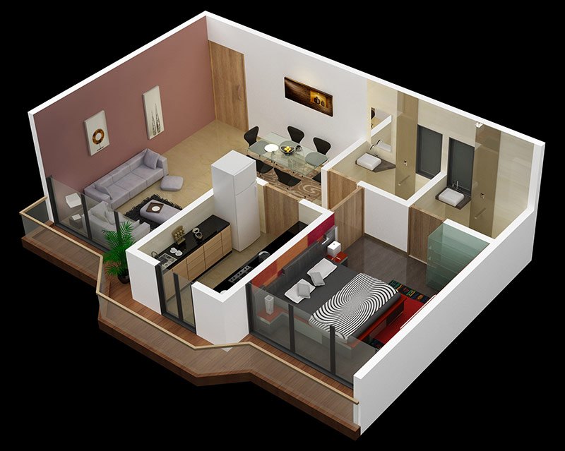2 BHK+2T 2000/sqft-saleable Sqft Apartment For Sale In Embassy Highstreet In Cox Town Floor Plan