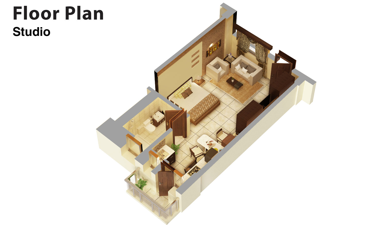 1 BHK+1T 430/sqft-saleable Sqft Apartment For Sale In Mantri Primus Eden In Kanakpura Main Road Floor Plan