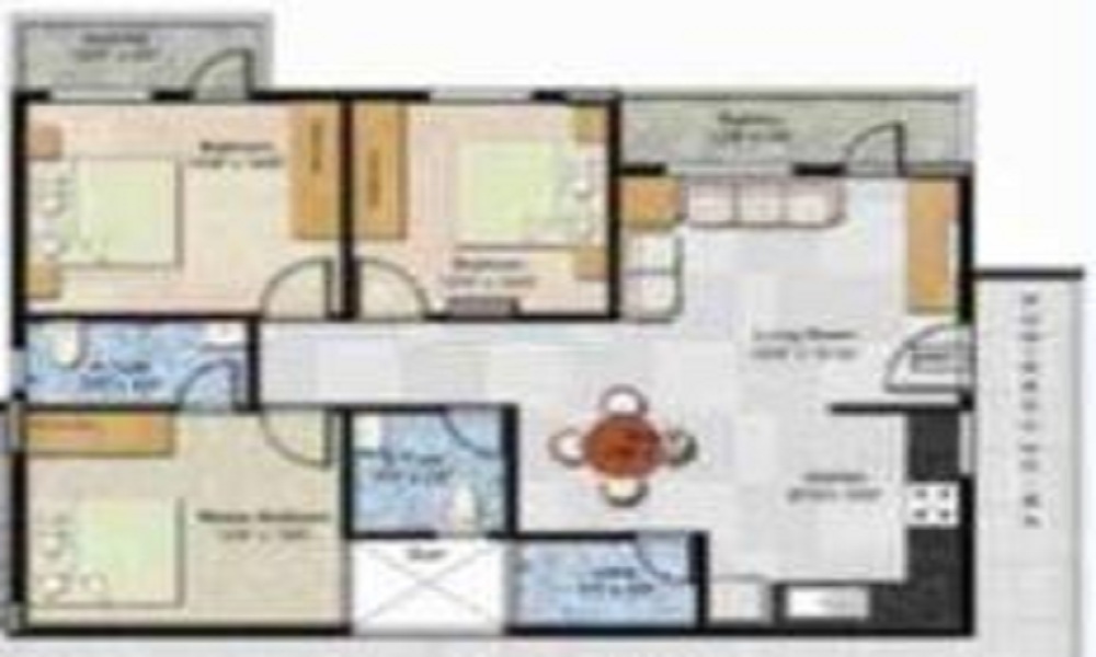 2 BHK+2T 810/sqft-saleable Sqft Apartment For Sale In MVS Pride Annex In Electronic City Floor Plan