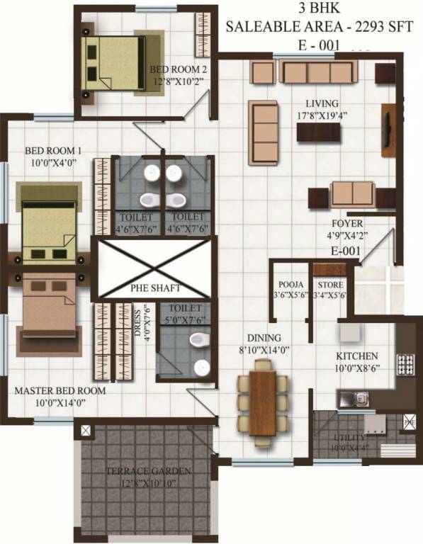 1 BHK+1T 990/sqft-saleable Sqft Apartment For Sale In Apex Multicons Apex Athena In Wakad Floor Plan