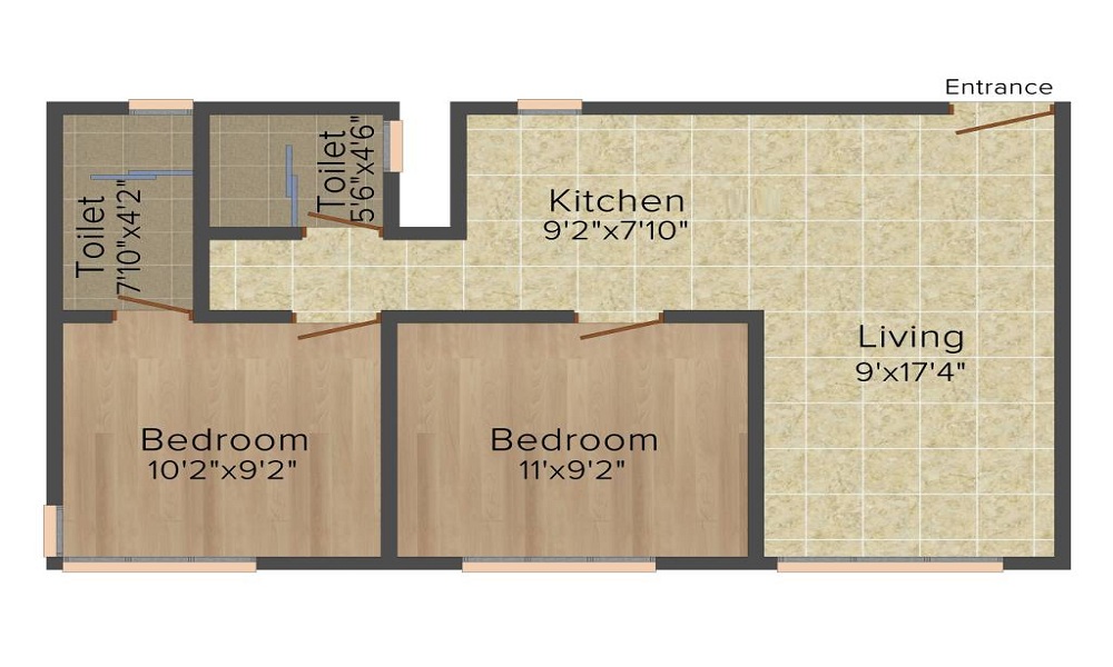 1 BHK+1T 530/sqft-saleable Sqft Apartment For Sale In Sipani Bliss 2 In Electronic City Floor Plan