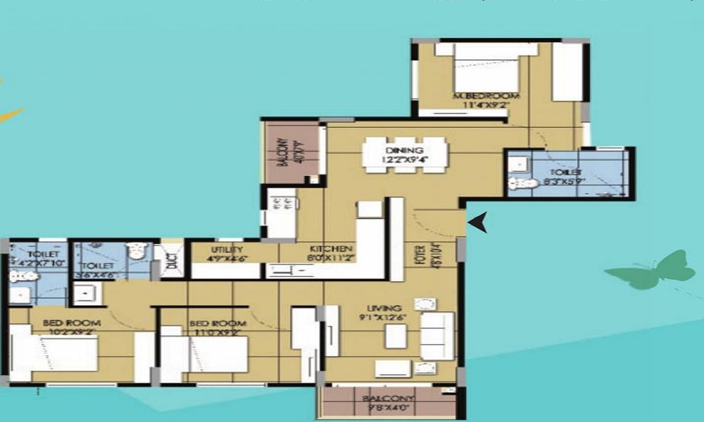 1 BHK+1T 530/sqft-saleable Sqft Apartment For Sale In Sipani Bliss 2 In Electronic City Floor Plan