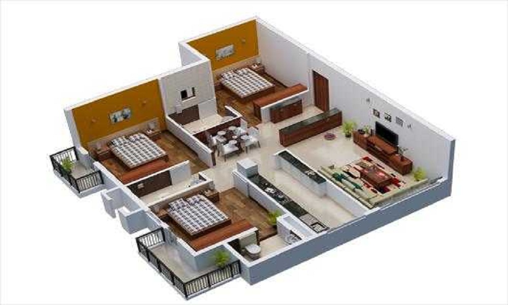 2 BHK+2T 925/sqft-saleable Sqft Apartment For Sale In Sovereign Sonaa In Tumkur Road Floor Plan
