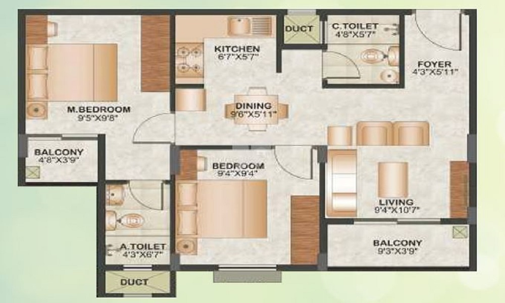 1 BHK+1T 636/sqft-saleable Sqft Apartment For Sale In DS Kulkarni DSK Vidyanagari In Baner Floor Plan