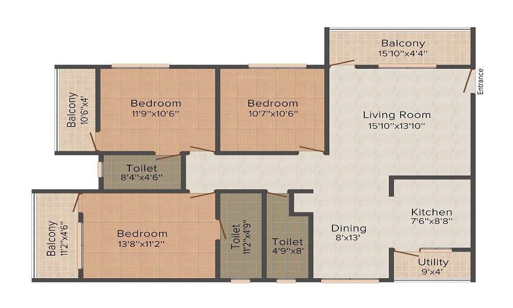2 BHK+2T 1180/sqft-saleable Sqft Apartment For Sale In Eternity Imperium In Begur Road Floor Plan