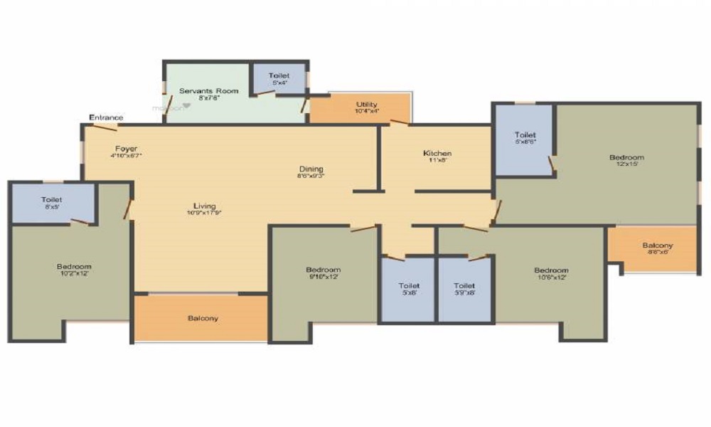 2 BHK+2T 1060/sqft-saleable Sqft Apartment For Sale In Sanjana Sahara In Bommana Halli Floor Plan