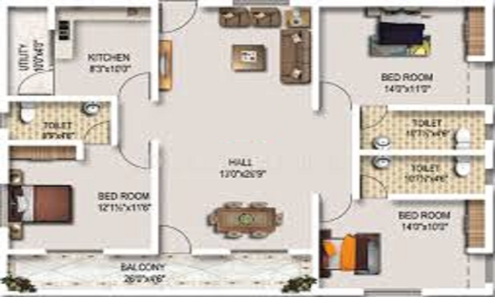 2 BHK+2T 1056/sqft-saleable Sqft Apartment For Sale In Nambiar Urban Spaces In Attibele Floor Plan