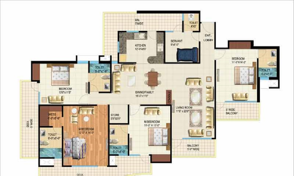 1 BHK+1T 636/sqft-saleable Sqft Apartment For Sale In Prestige Oakwood In Koramangala Floor Plan