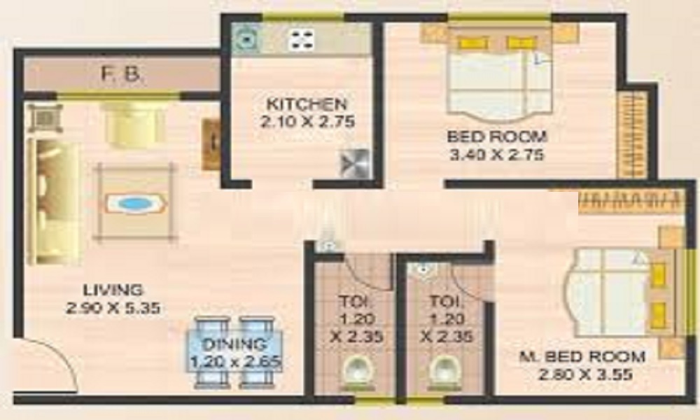 1 BHK+1T 658/sqft-saleable Sqft Apartment For Sale In SR Sree JD Gardens In Hormavu Floor Plan