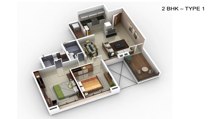 1 BHK+1T 427/sqft-saleable Sqft Apartment For Sale In Kumar Kul Utsav In Kondhwa Floor Plan