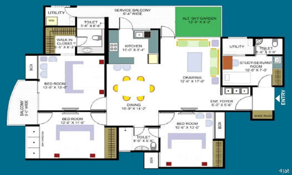 2 BHK+2T 1250/sqft-saleable Sqft Apartment For Sale In HL Grand Residency In Kanakapura Road Floor Plan