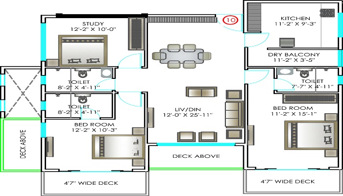1 BHK+1T 550/sqft-saleable Sqft Apartment For Sale In Kumar KUL Ecoloch In Hinjewadi Floor Plan