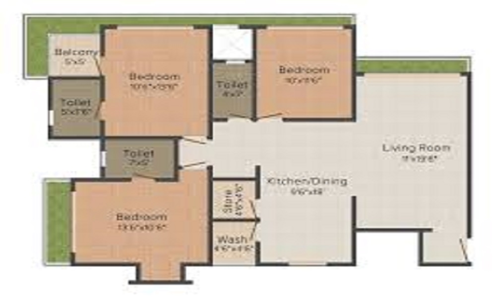 2 BHK+2T 1200/sqft-saleable Sqft Apartment For Sale In Perody MVB County In Bommana Halli Floor Plan